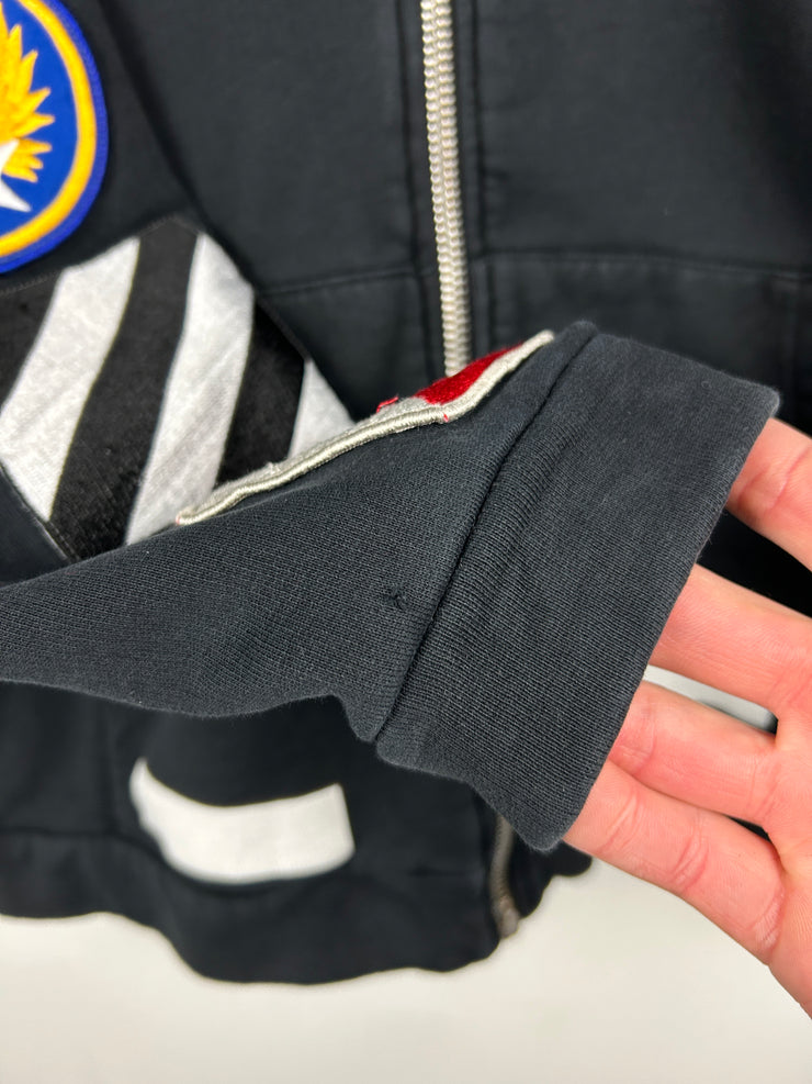 Off White Diagonal Patches Black Zip Up Hoodie