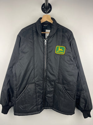 Vintage 90s John Deere Tractors Black Military Liner Black Jacket