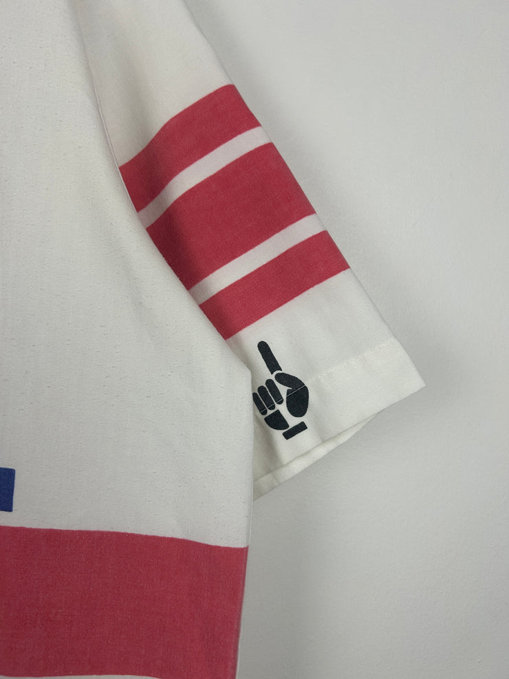 Vintage 80s NFL Cliff Engle New England Patroits Super Bowl White Collared Jersey
