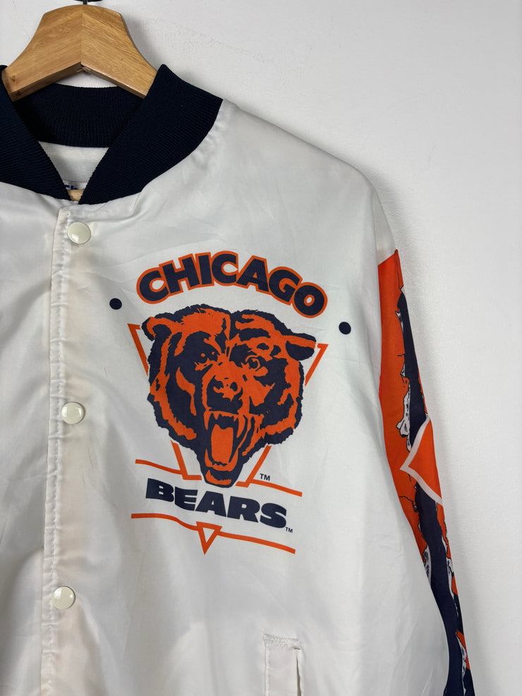 Vintage 90s NFL Chalk Line Chicago Bears Fanimation Satin Bomber Jacket