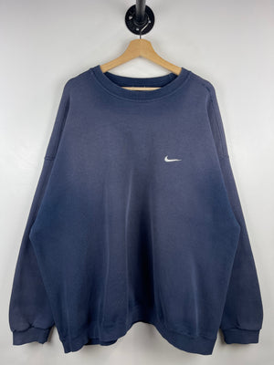 Vintage 90s Nike Mini Swoosh Faded Navy Crewneck