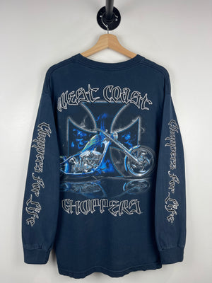 Vintage West Coast Choppers Choppers For Life Motorcycle Navy Long Sleeve