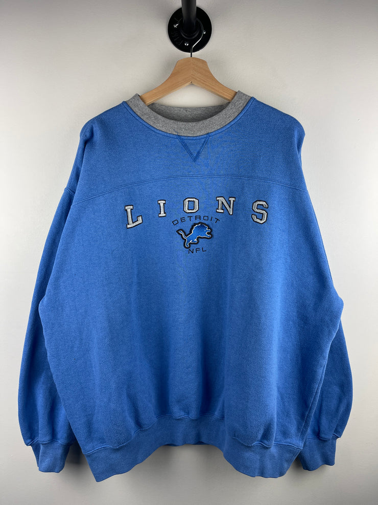 Vintage NFL Detroit Lions Embroidered Baby Blue Crewneck