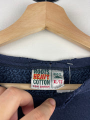 Vintage 90s Roots Athletics Canada Distressed Navy Crewneck