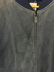Vintage 90s Goldway Faded Blue Suede Leather Bomber Jacket