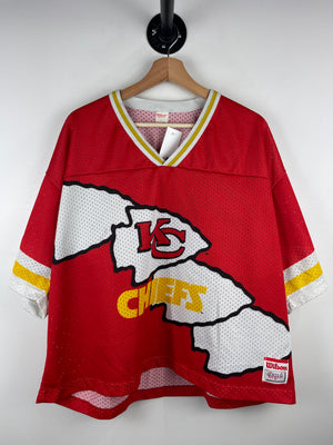 Vintage 90s NFL Wilson Kansas City Chiefs Red Cropped Mesh Football Jersey