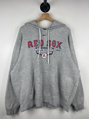 Vintage MLB Nike Boston Red Sox World Series Champions Middle Swoosh Grey Hoodie
