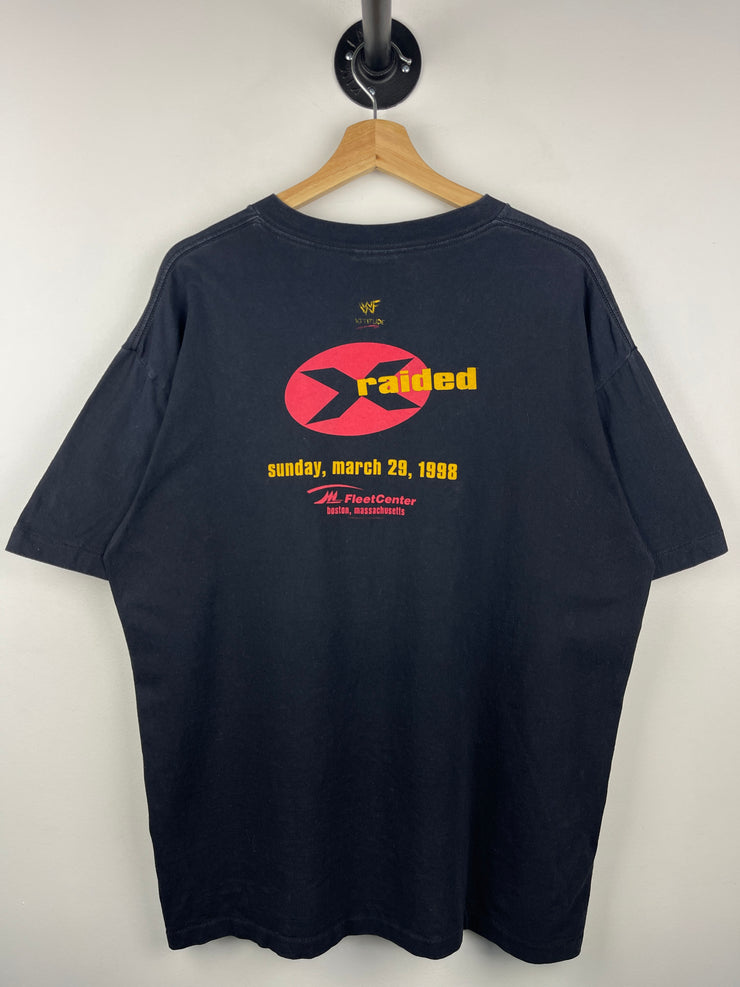 Vintage 90s WWF Wrestle Mania X Raided Boston Black Tee