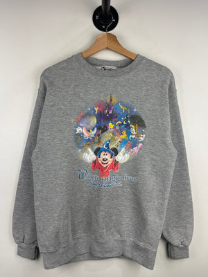 Vintage 90s Disney World Where Magic Lives Mickey Mouse Grey Crewneck