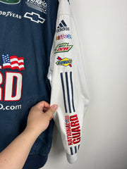 Vintage Nascar Chase Dale Jr National Guard Navy & White Racing Jacket