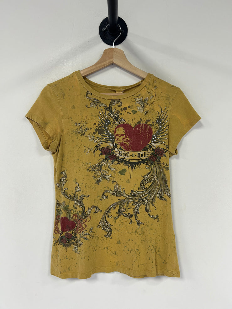 Vintage Rock & Roll Yellow Baby Tee