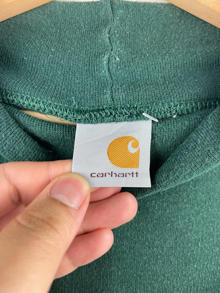Vintage 90s Carhartt Spellout Embroidered Green Turtle Neck Long Sleeve