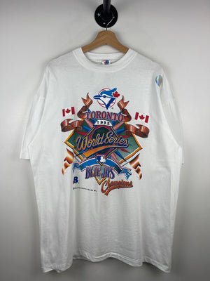 Vintage 90s MLB Bulletin Toronto Blue Jays World Series Champions White Tee