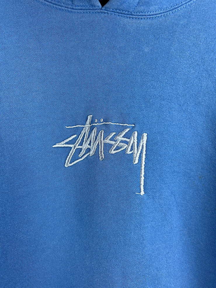 Stussy Script Embroidered Blue Hoodie