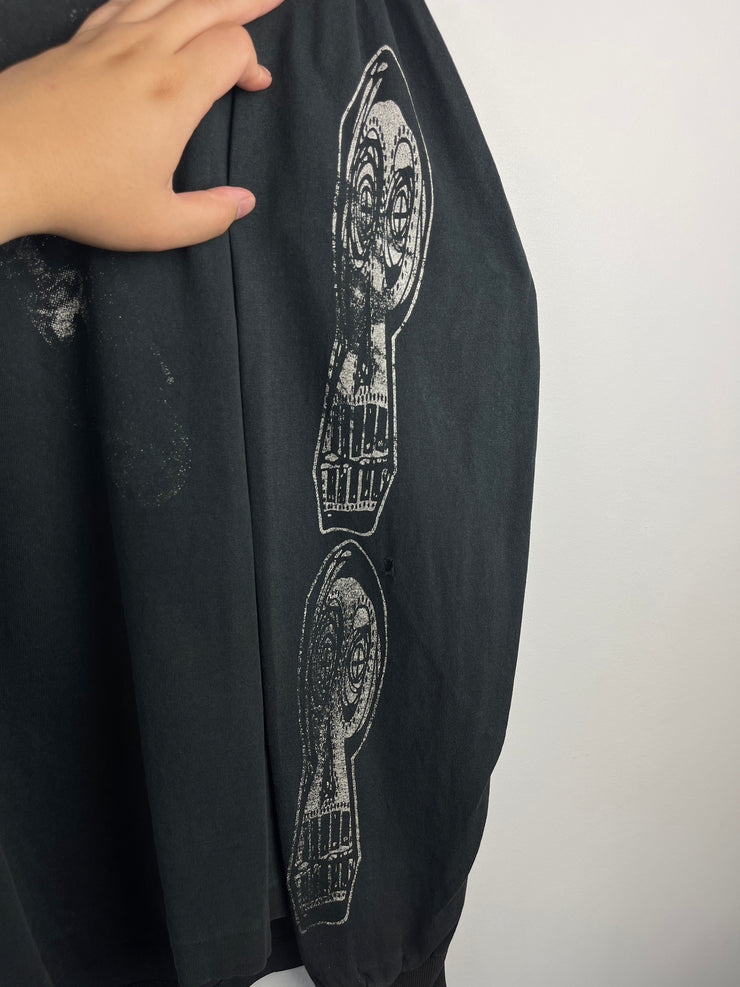 Vintage 90s Old Ghosts Skeleton Who Will F*ck Up In The Name Of God Black Long Sleeve