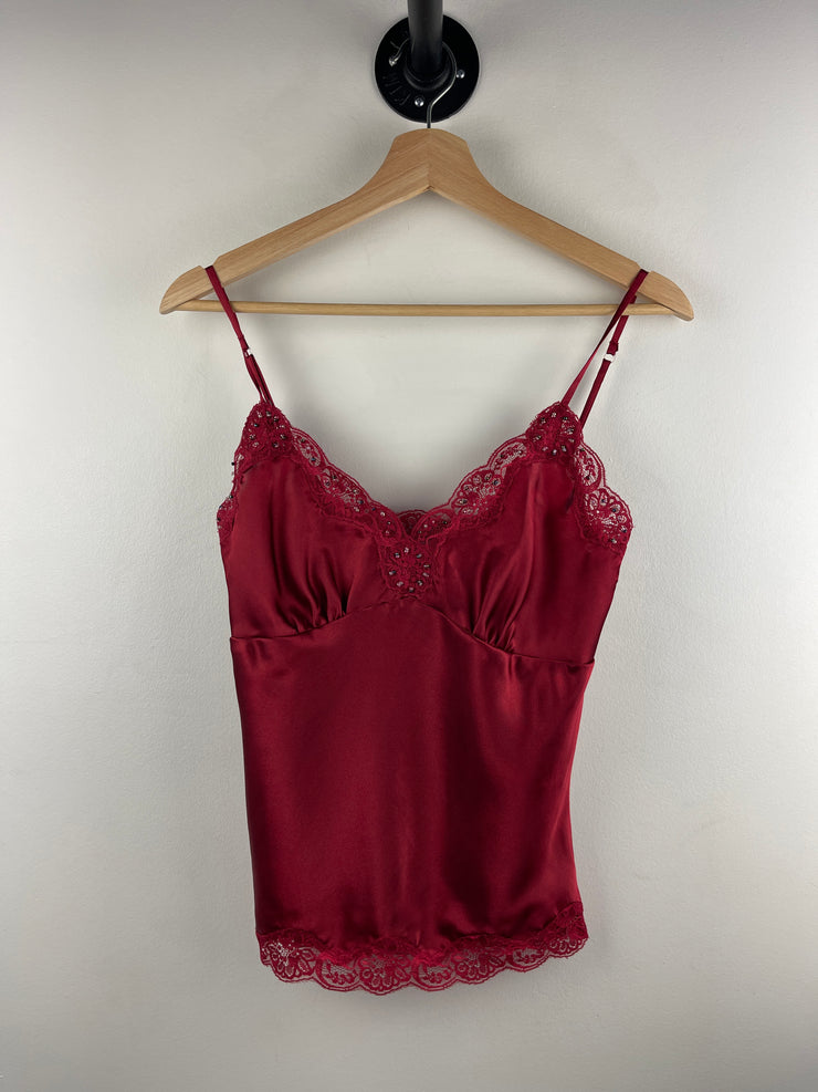 Vintage Poet Women’s Red Beaded Satin Camisole