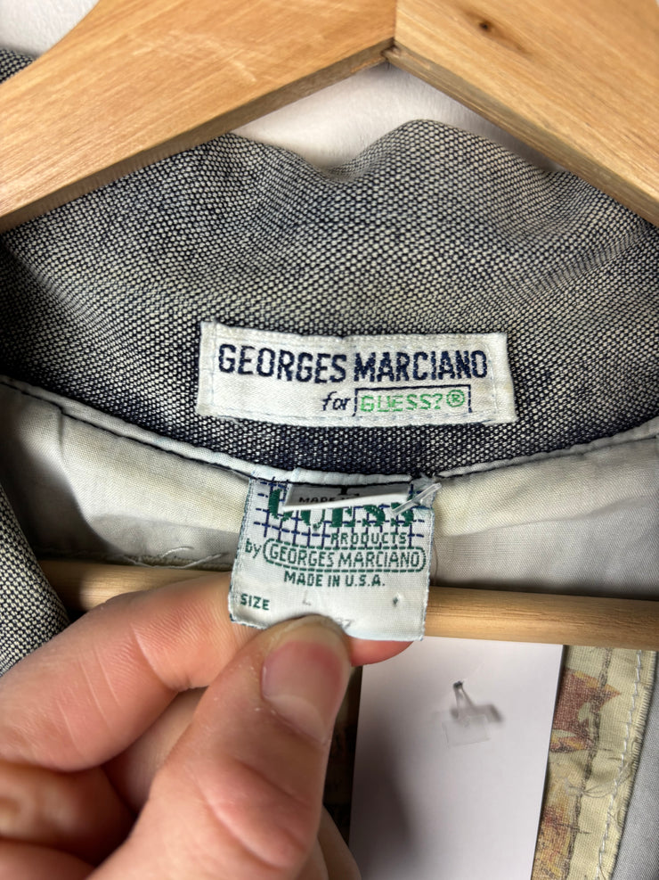 Vintage 80s Guess George Marciano Blue & Grey Denim Jacket