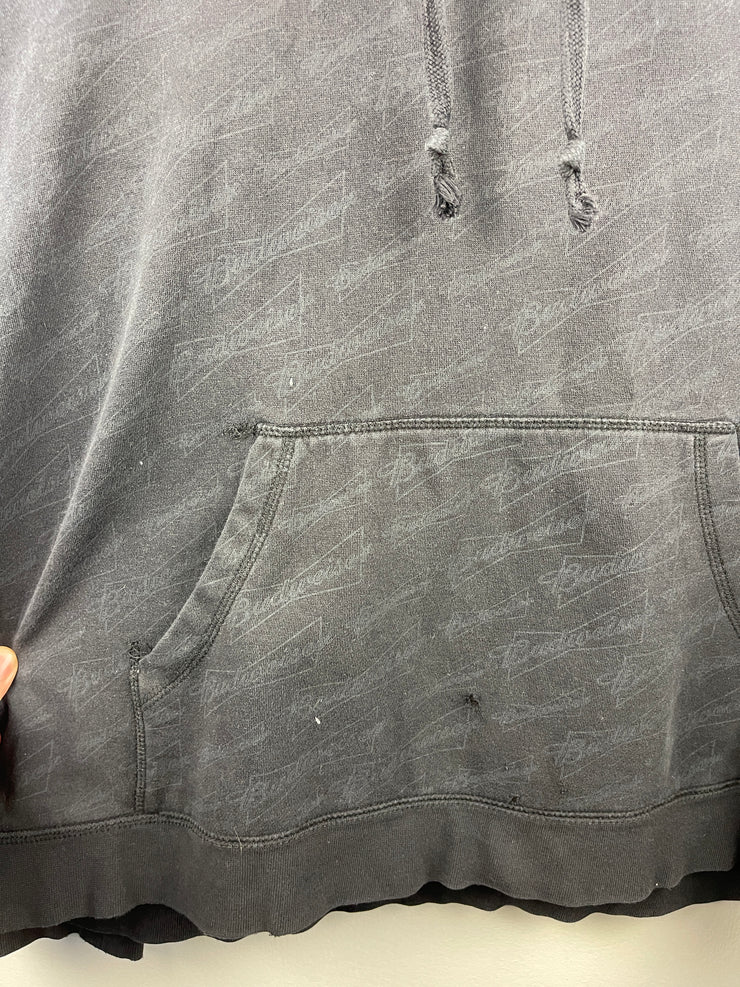 Vintage Budweiser Beer Embroidered All Over Print Black Hoodie