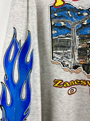Vintage 80s Harley Davidson Blue Flames Ohio Grey Long Sleeve