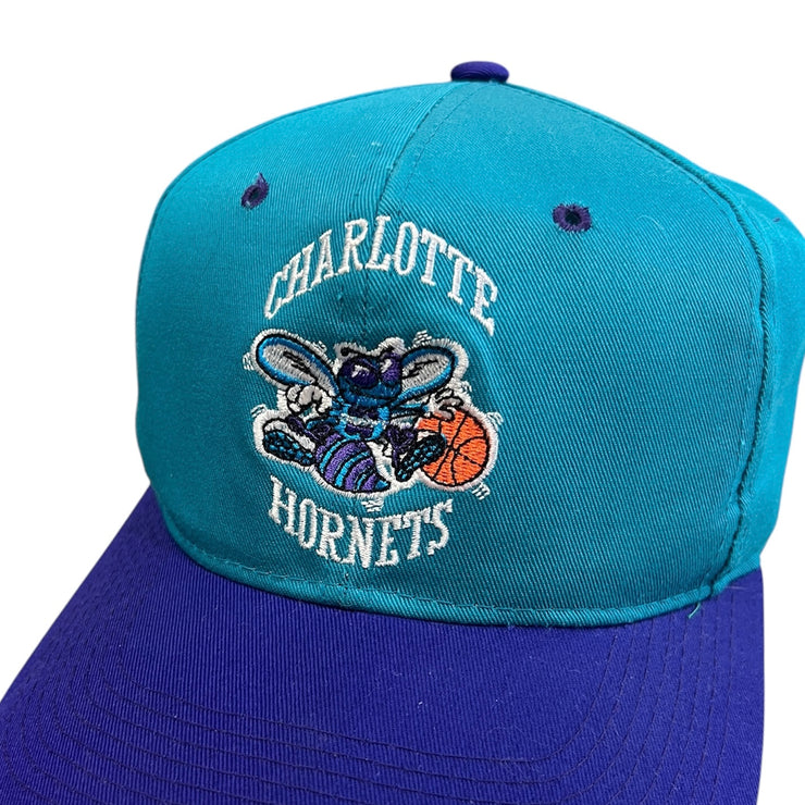 Vintage 90s NBA Charlotte Hornets Teal & Purple Snapback Hat