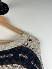 Vintage Y2K Town Craft Beige & Olive Knit Sweater