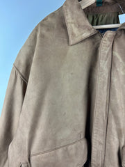 Vintage 90s Mountain Express Faded Brown Leather Bomber Jacket