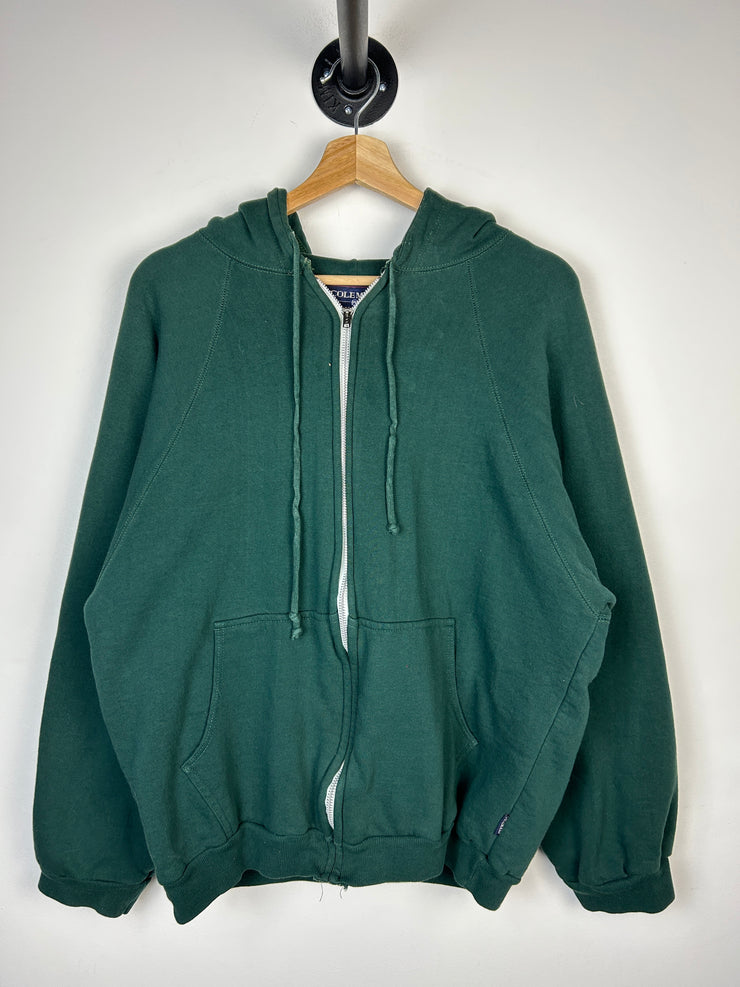 Vintage 90s Coleman Outdoors Thermal Lined Green Zip Up Hoodie