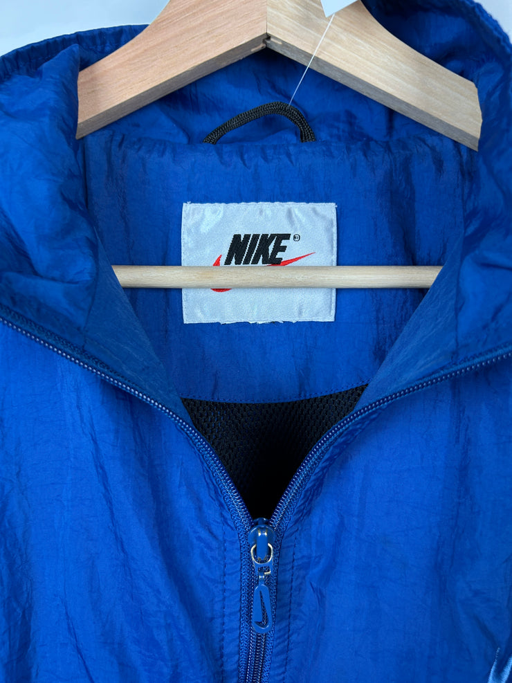 Vintage 90s Nike Mini Swoosh Spellout Blue Windbreaker