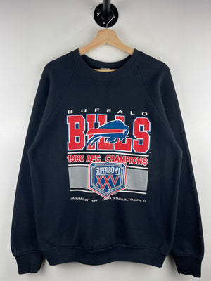 Vintage 90s NFL Buffalo Bills AFC Champions Black Crewneck