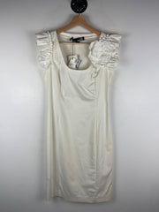 Vintage Moschino Women's White Flowered Dress