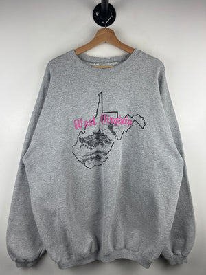 Vintage 90s West Virginia Embroidered Grey Crewneck