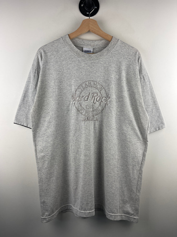 Vintage 90s Hard Rock Café Jamaica Embroidered Grey Tee