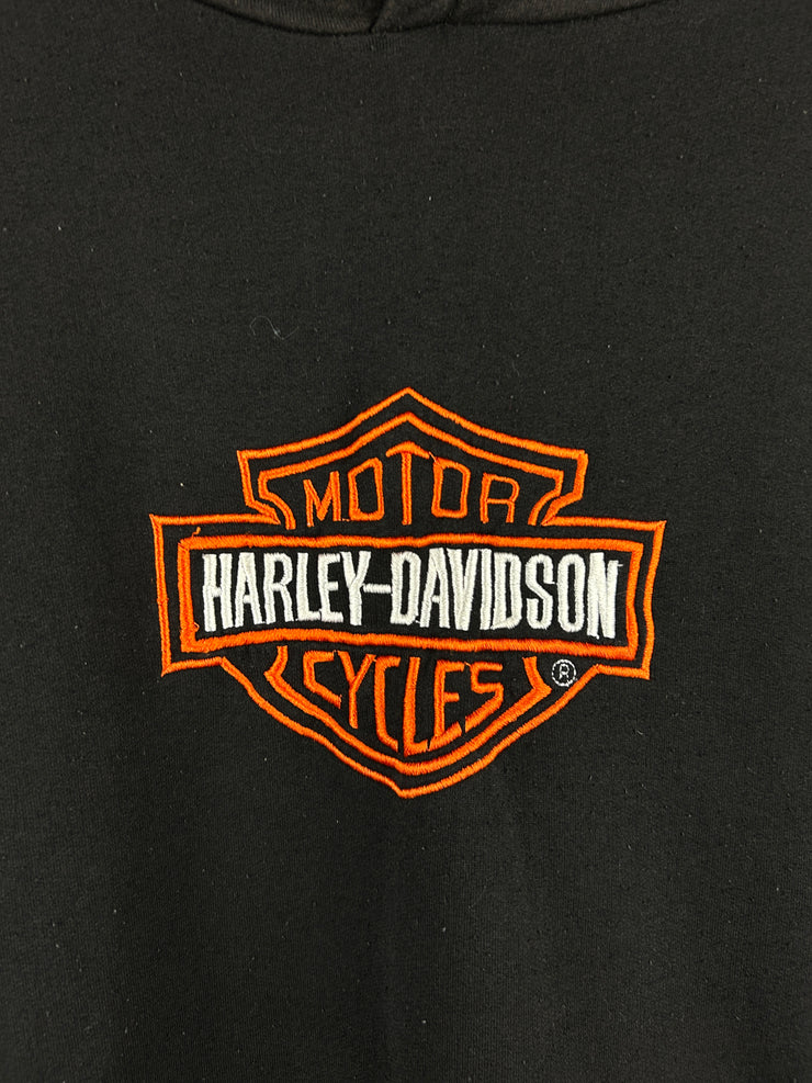 Vintage Harley Davidson Embroidered Black Hoodie