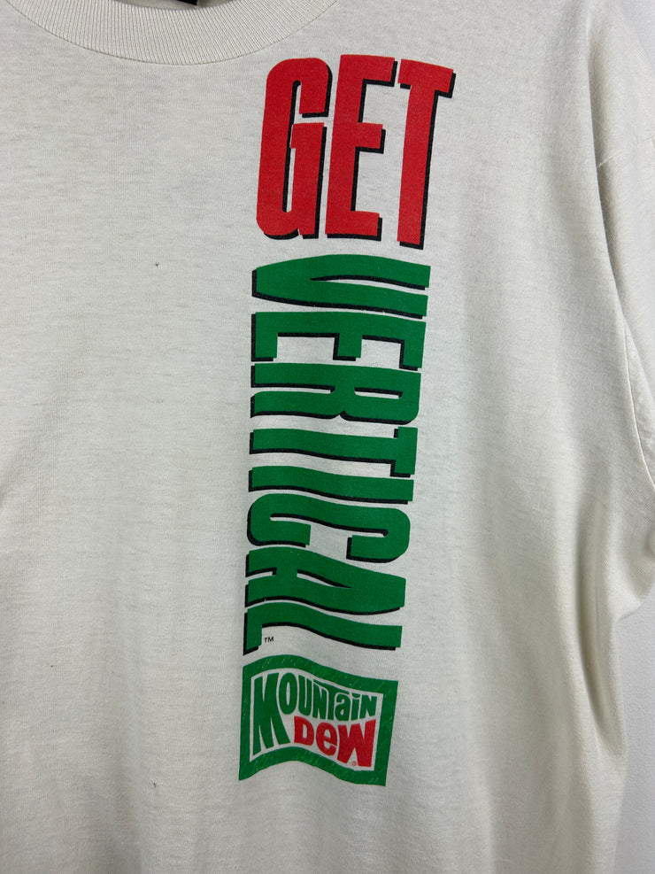 Vintage 90s Mountain Dew Get Vertical White Tee