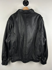 Vintage 90s St Johns Bay Black Leather Flight Bomber Jacket