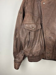 Vintage 90s Wilsons Adventure Bound Brown Cropped Bomber Leather Jacket