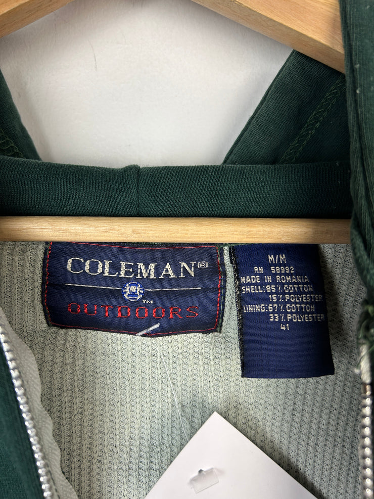 Vintage 90s Coleman Outdoors Thermal Lined Green Zip Up Hoodie