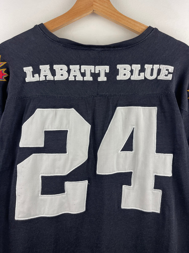 Vintage 90s Labatt Blue Beer Black Long Sleeve Jersey