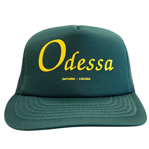 Vintage 90s Odessa Ontario Canada Green Trucker Snapback Hat