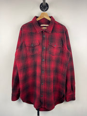 Off White FW15 Wool Tartan Red Plaid Button Up Long Sleeve Shirt