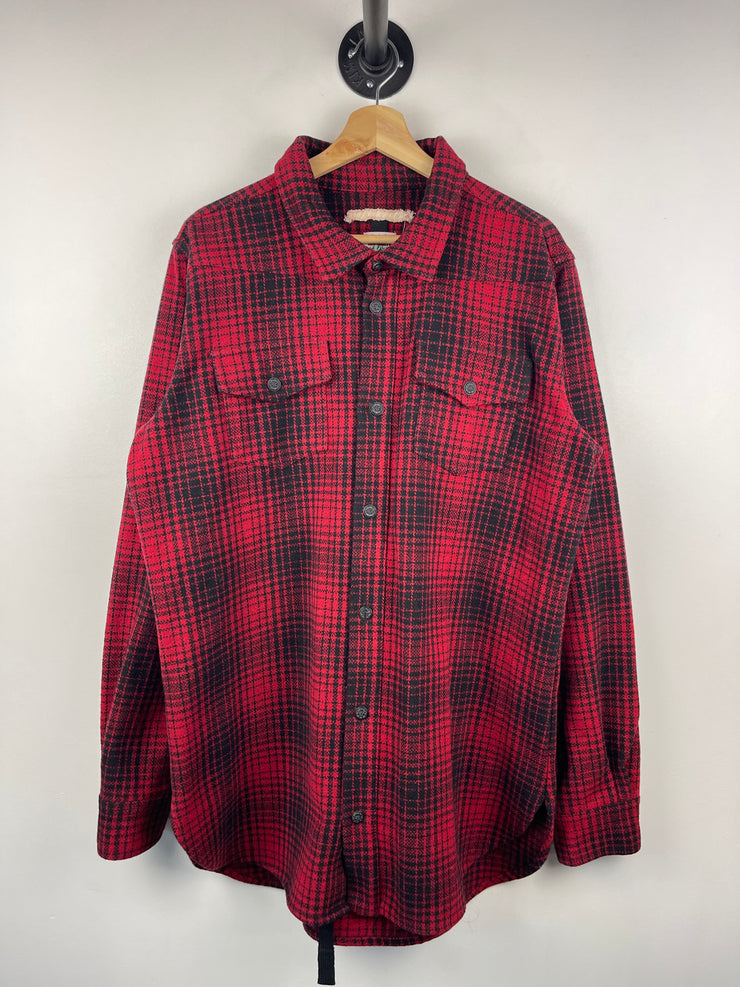 Off White FW15 Wool Tartan Red Plaid Button Up Long Sleeve Shirt