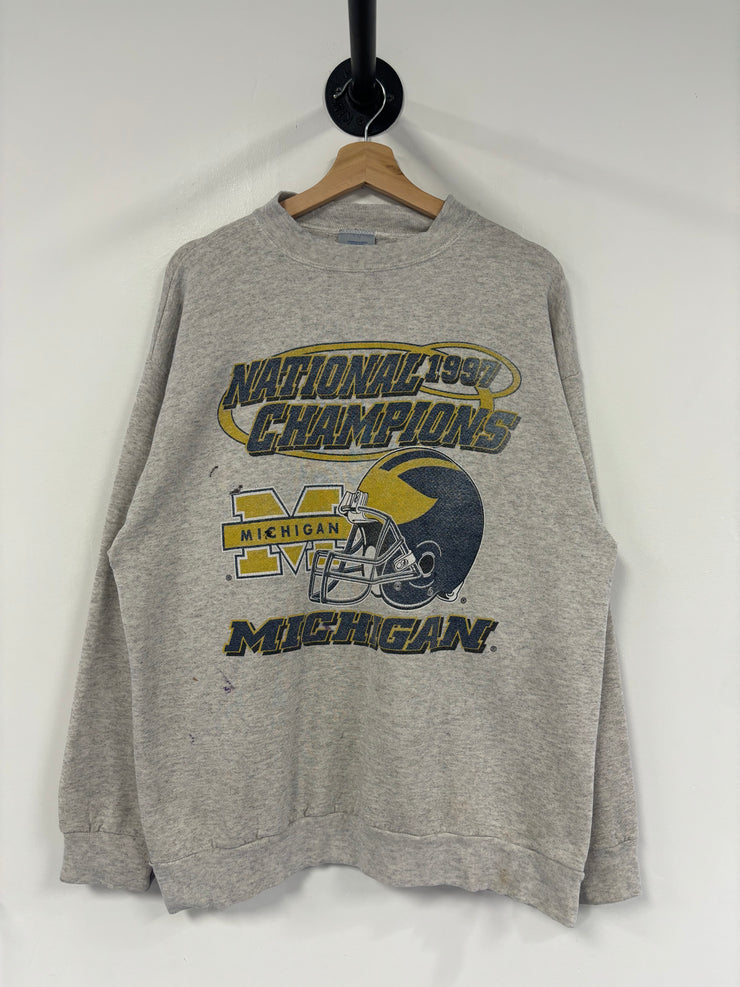 Vintage 1997 Michigan National Champions Grey Crewneck