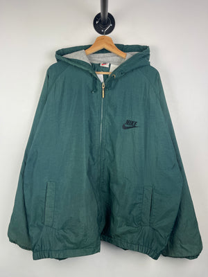 Vintage 90s Nike Swoosh Spellout Green Hooded Windbreaker