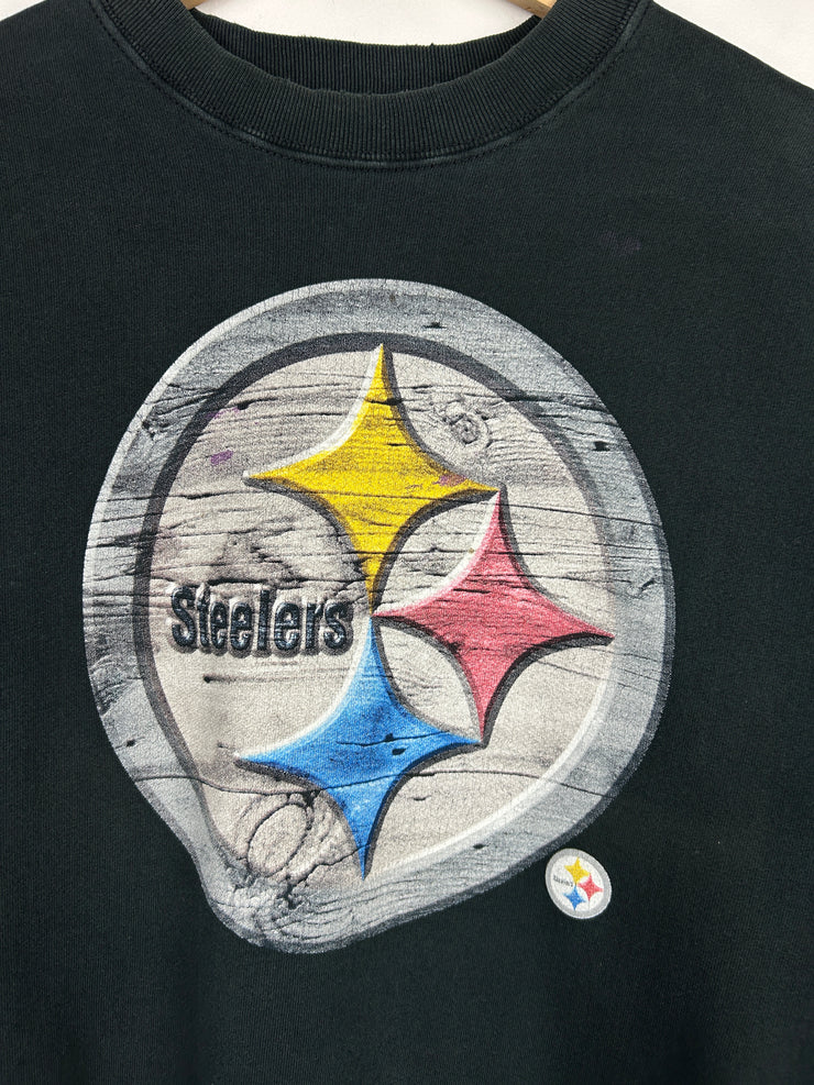 Vintage 90s NFL Pro Player Pittsburgh Steelers Black Crewneck