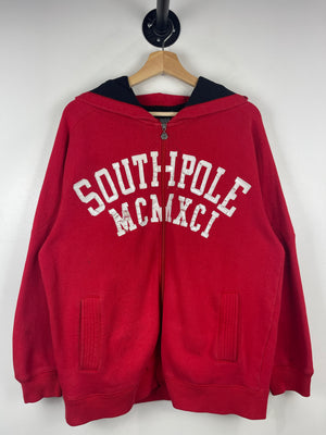 Vintage Y2K South Pole Embroidered Red Zip Up Hoodie