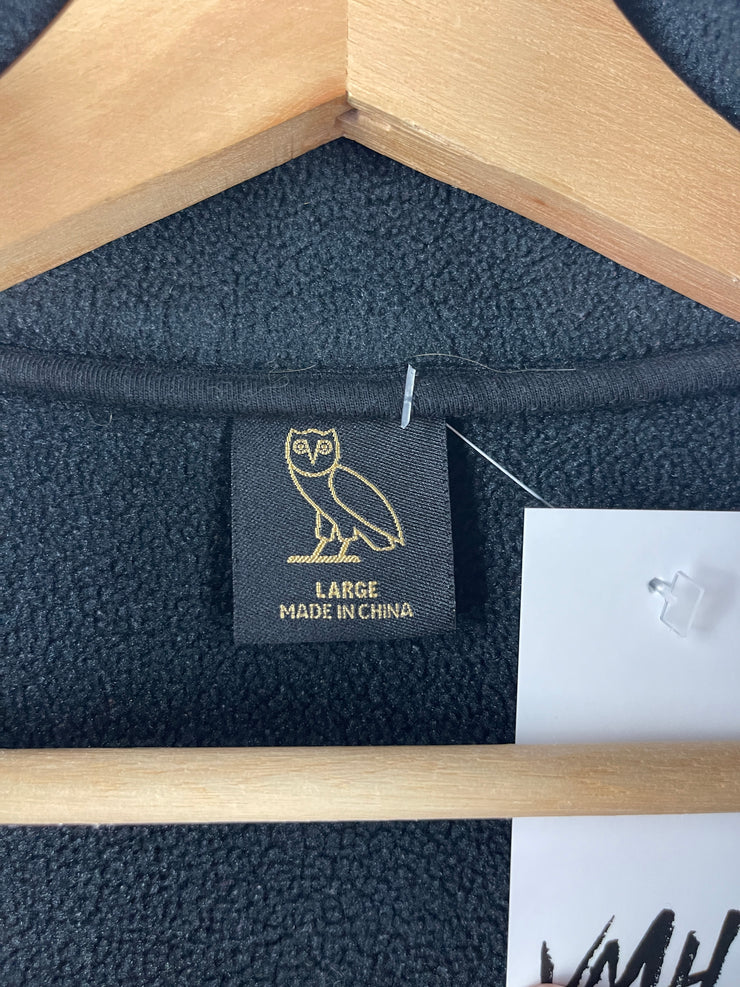 OVO Embroidered Black Quarter Zip Fleece Sweater