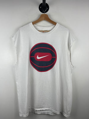 Vintage 90s Nike Basketball Team Sports White Cut Off Tank Top