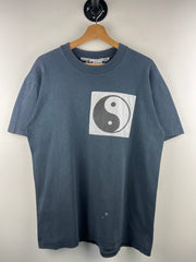 Vintage 90s Stedman Ying Yang Embroidered Black Tee