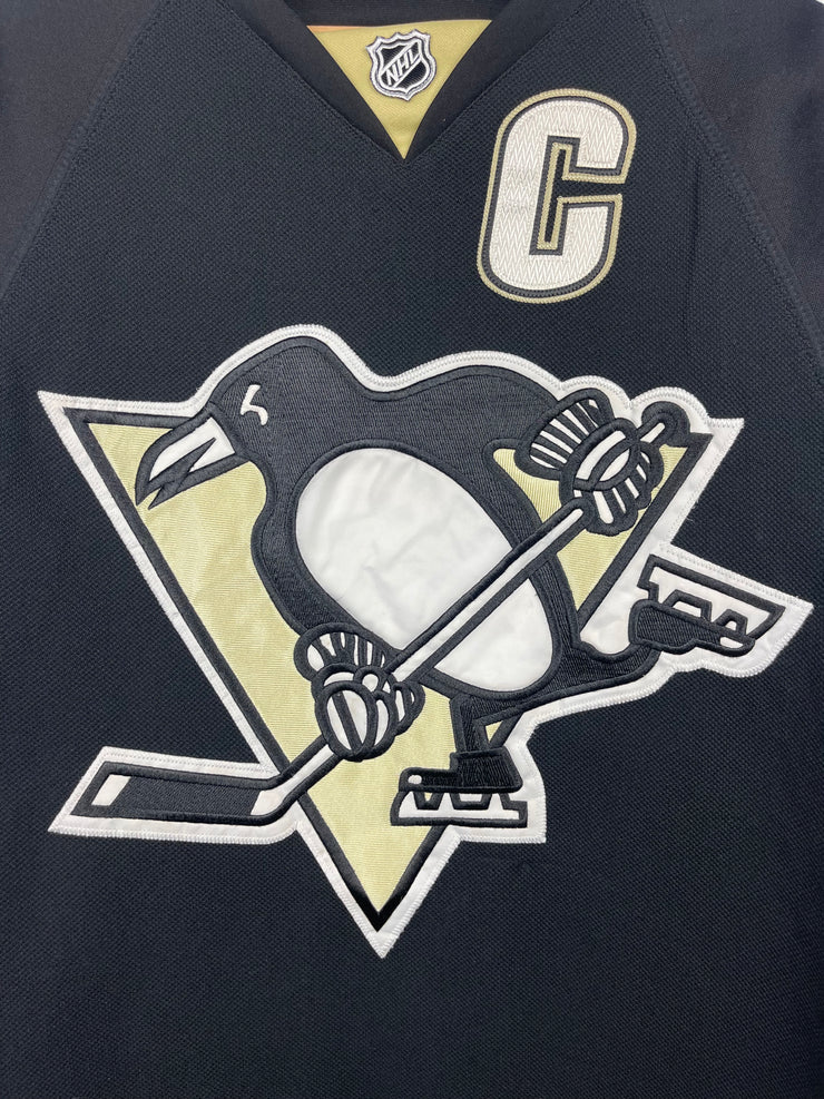 Vintage NHL Reebok Pittsburgh Penguins Crosby Authentic Fight Strap Black Hockey Jersey