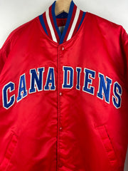 Vintage 90s NHL Starter Montreal Canadiens Red Satin Bomber Jacket